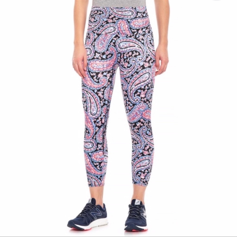 K Deer Nantucket Paisley Print Ankle Length Leggings Size Small